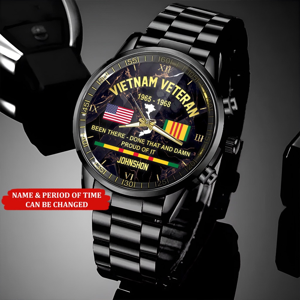 Custom Name Time Done That And Damn Proud Of It Vietnam Veteran Watch, Watch Military, Men Military Watch, Fathers Watches
