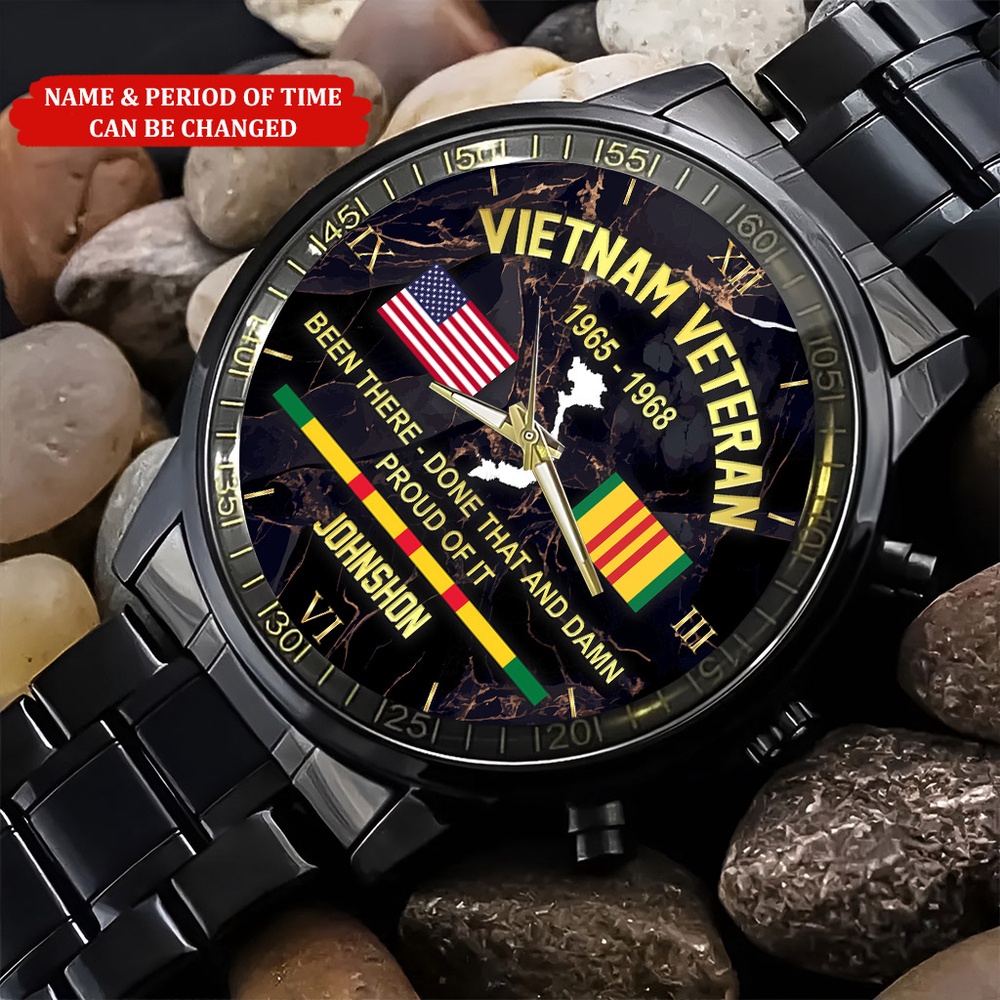 Custom Name Time Done That And Damn Proud Of It Vietnam Veteran Watch, Watch Military, Men Military Watch, Fathers Watches