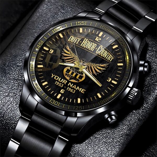 Custom Name Time Duty Honor Country Vietnam Veteran Business Watch, Watch Military, Men Military Watch, Fathers Watches