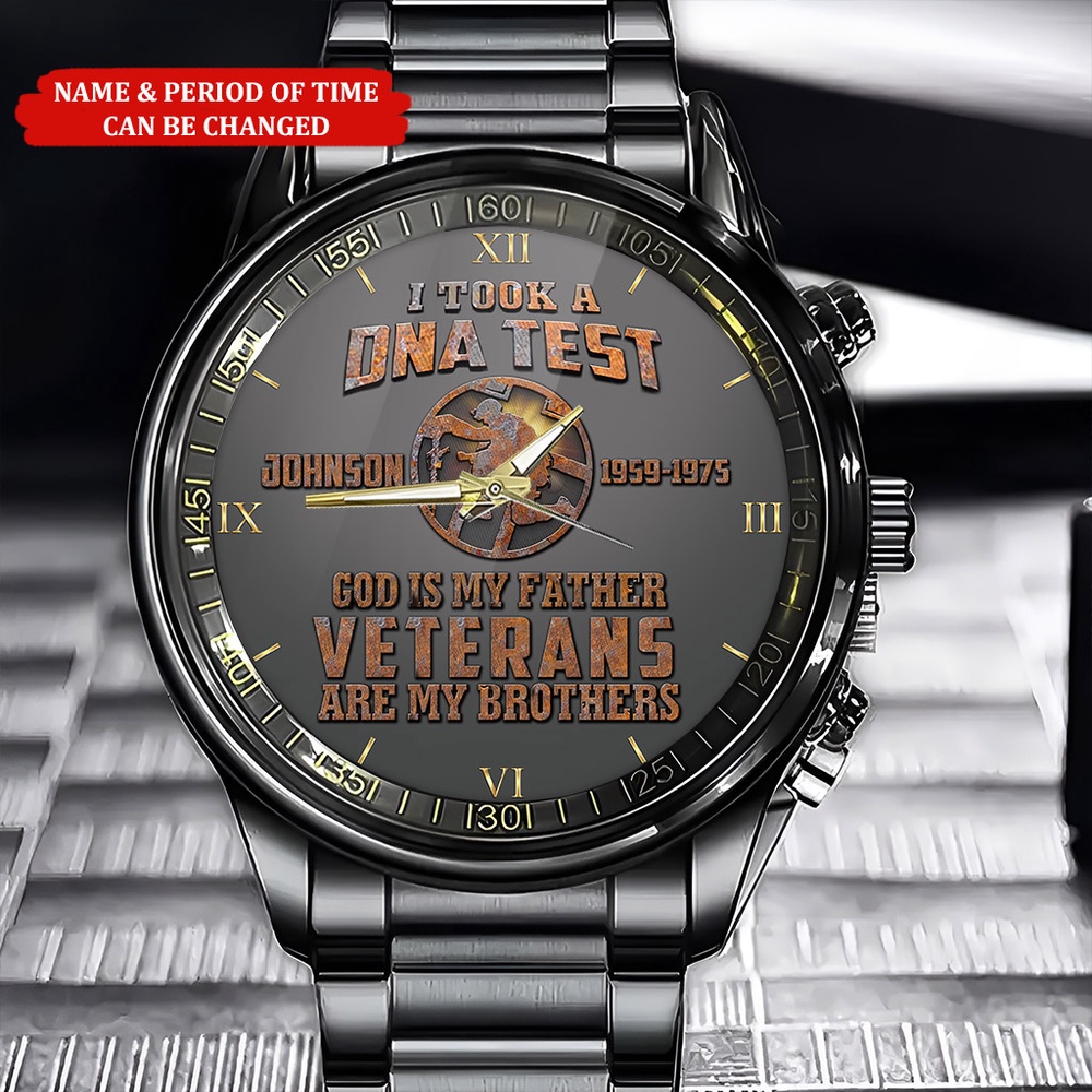 Custom Name Time I Took A DNA Test Veteran Business Watch, Watch Military, Men Military Watch, Fathers Watches