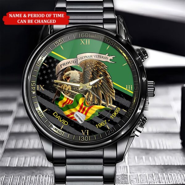 Custom Name Time Pround Vietnam Veteran Watch, Watch Military, Men Military Watch, Fathers Watches