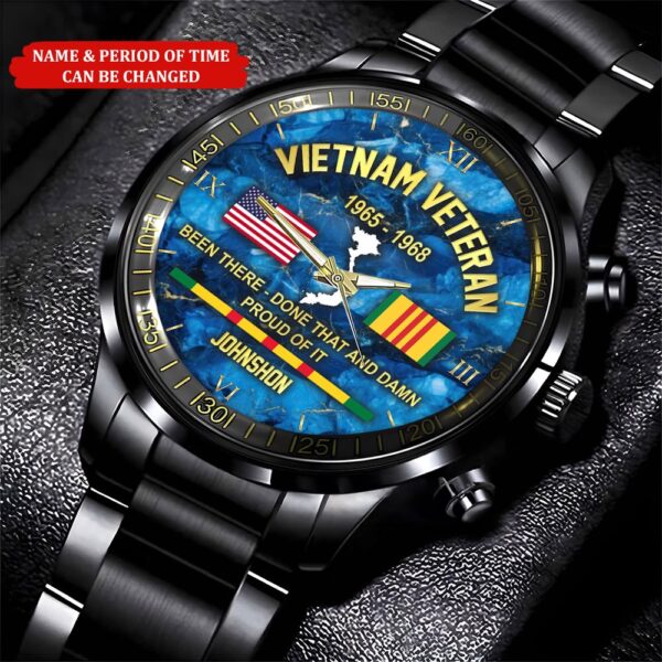 Custom Name Time Us Navy Vietnam Veteran Watch, Watch Military, Men Military Watch, Fathers Watches