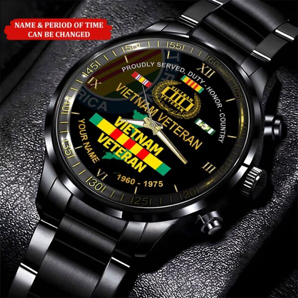 Custom Name Time Vietnam Veteran Business Watch, Watch Military, Men Military Watch, Fathers Watches