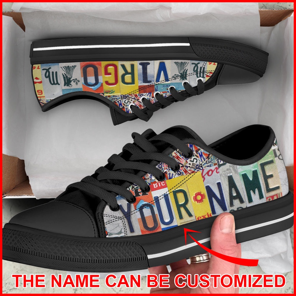 Custom Name Virgo License Plates Low Top Shoes, Low Top Designer Shoes, Low Top Sneakers