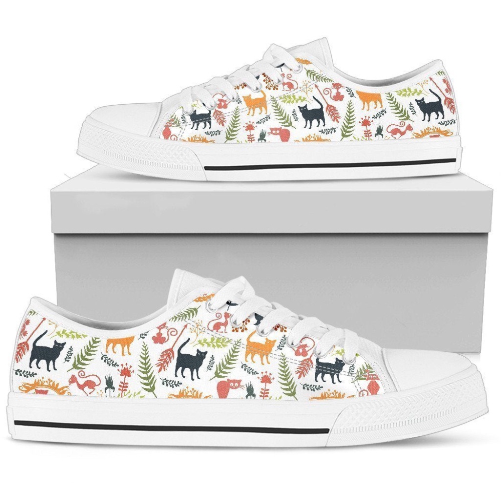 Cute Cat Lover Sneakers Low Top Shoes for Cat Enthusiasts, Low Top Sneakers, Low Top Designer Shoes