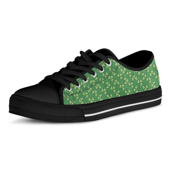 Cute Clover St. Patrick’s Day Print Black Low Top Shoes, Low Top Designer Shoes, Low Top Sneakers