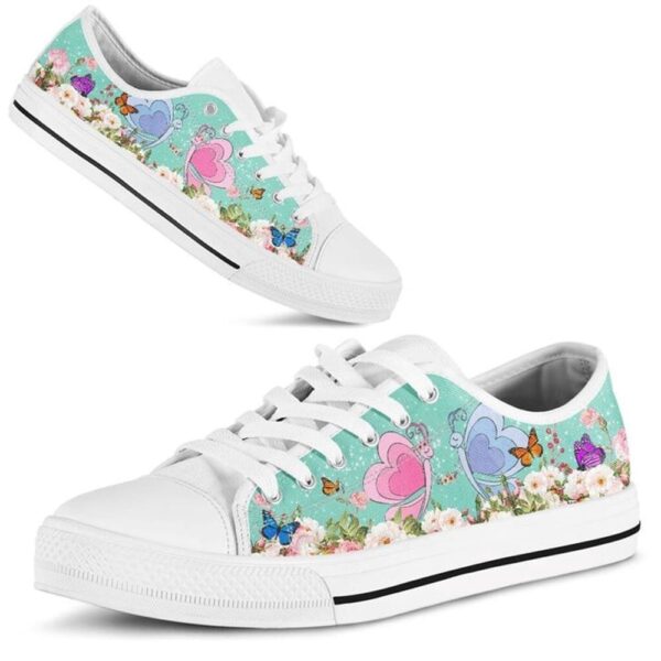 Cute Couple Butterfly Love Flower Watercolor Low Top Shoes, Low Tops, Low Top Sneakers
