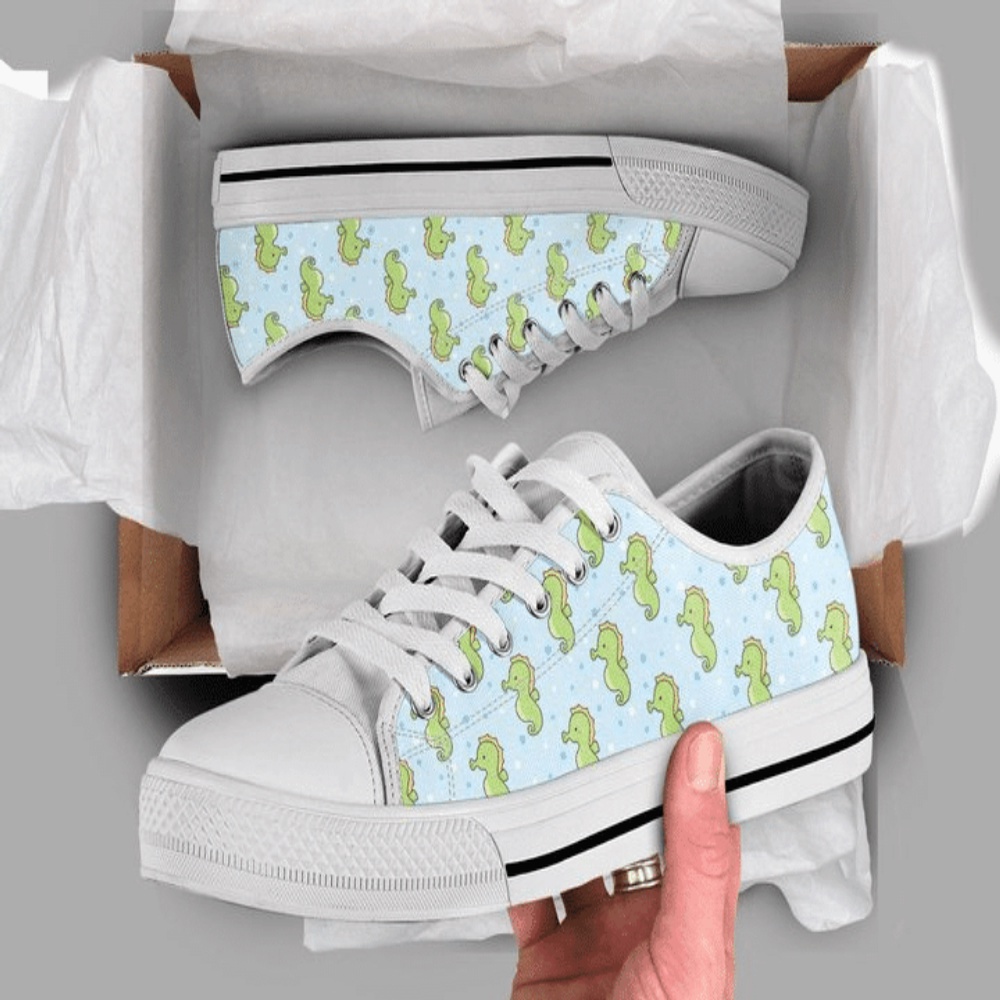 Cute Kawaii Seahorse Low Top Shoes, Low Top Designer Shoes, Low Top Sneakers