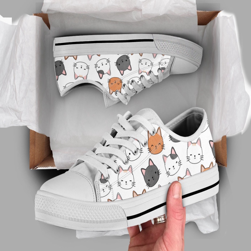 Cute Kitten Shoes, Cat Sneakers, Low Top Shoes For Cat Owner Gifts, Low Top Sneakers, Low Top Designer Shoes