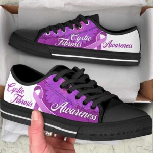 Cystic Fibrosis Shoes Awareness Ribbon Low Top…