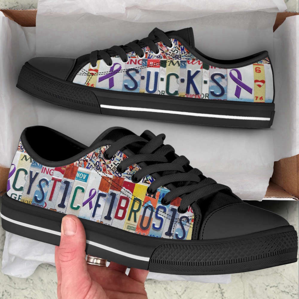 Cystic Fibrosis Sucks Shoes License Plates Low Top Shoes Canvas Shoes, Low Top Designer Shoes, Low Top Sneakers