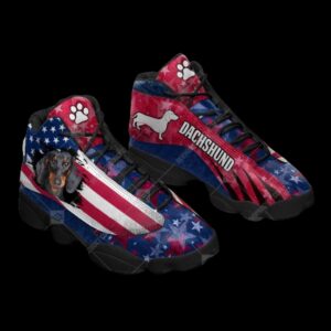 Dachshund Black Dog American Flag Star Shoes…