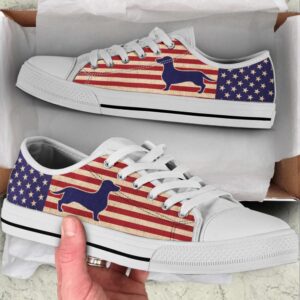 Dachshund Dog American USA Flag Low Top…