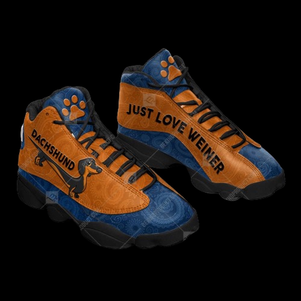 Dachshund Dog Just Love Weiner Shoes Sport Sneaker Curved Basketball Shoes, Basketball Shoes