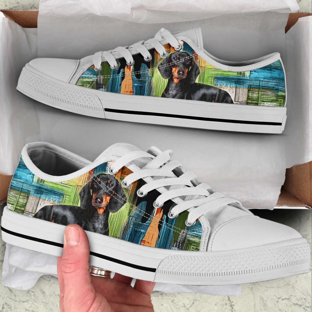 Dachshund Dog Paint Art Wallpaper Low Top Shoes Canvas Sneakers, Designer Low Top Shoes, Low Top Sneakers Dachshund Dog Paint Art Wallpaper Low Top Shoes Canvas Sneakers, Designer Low Top Shoes, Low Top Sneakers