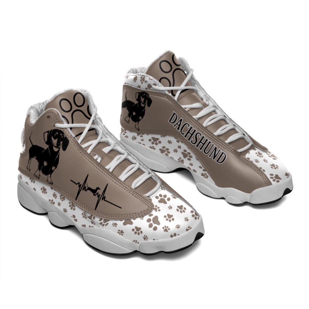 Dachshund Dog Paw Pattern Shoes Sport Sneaker Curved Basketball Shoes, Basketball Shoes
