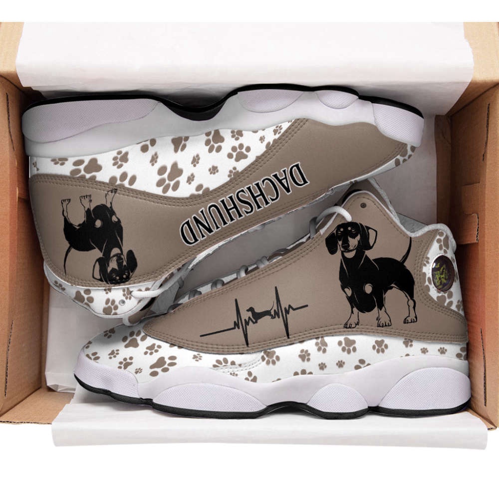 Dachshund Dog Paw Pattern Shoes Sport Sneaker Curved Basketball Shoes, Basketball Shoes