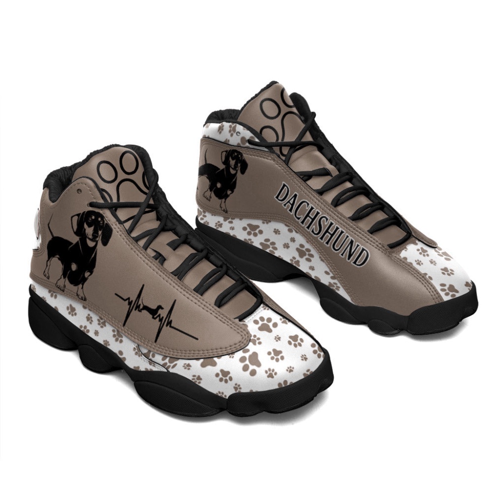 Dachshund Dog Paw Pattern Shoes Sport Sneaker Curved Basketball Shoes, Basketball Shoes