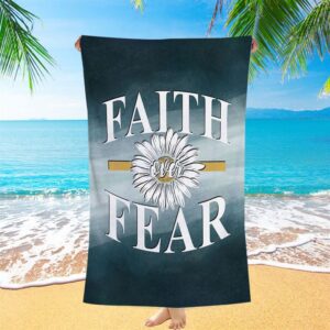 Daisy Flower Faith Over Fear Beach Towel,…