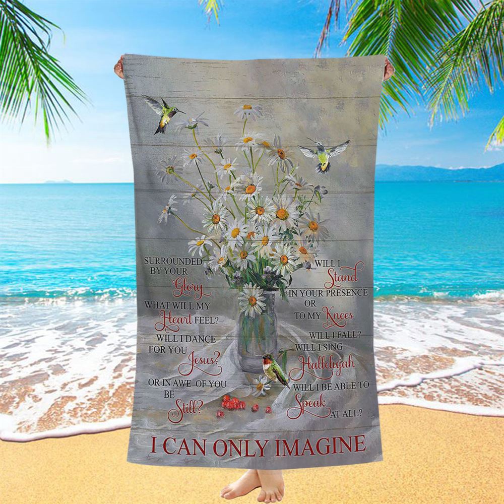 Daisy Hummingbird Cranberry I Can Only Imagine Beach Towel, Christian Beach Towel, Summer Towels Daisy Hummingbird Cranberry I Can Only Imagine Beach Towel, Christian Beach Towel, Summer Towels