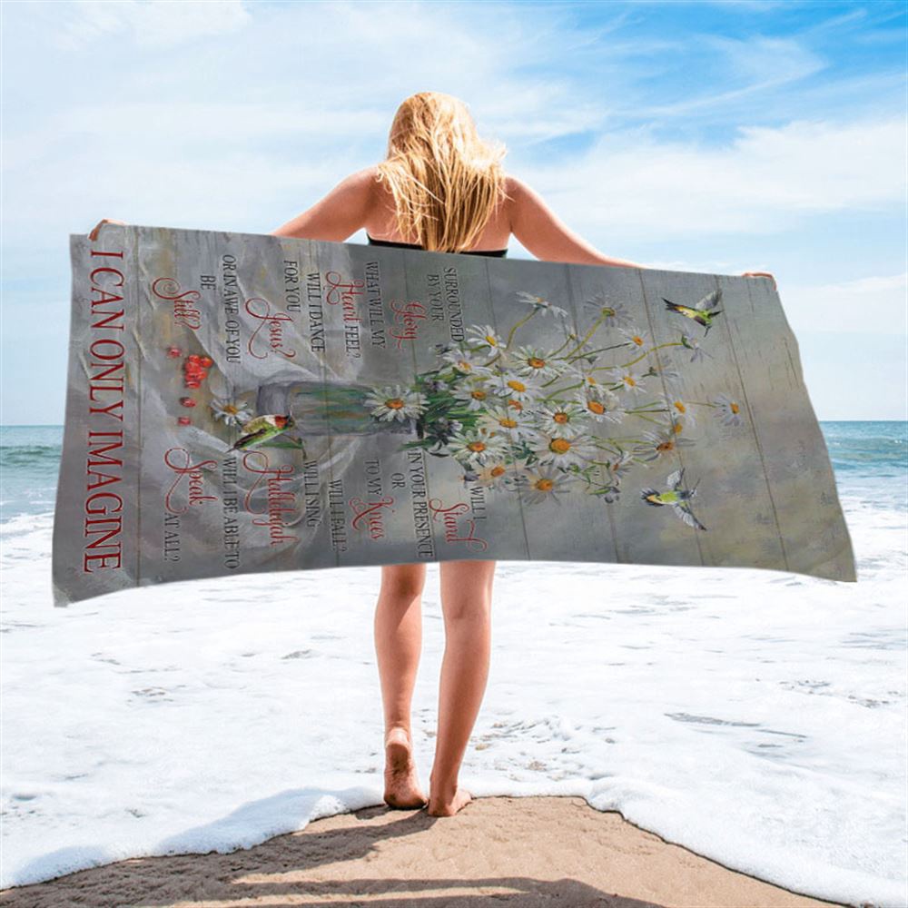 Daisy Hummingbird Cranberry I Can Only Imagine Beach Towel, Christian Beach Towel, Summer Towels Daisy Hummingbird Cranberry I Can Only Imagine Beach Towel, Christian Beach Towel, Summer Towels