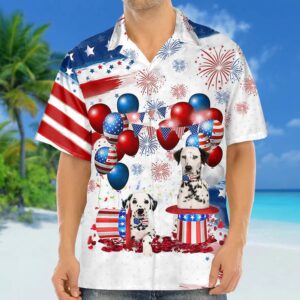 Dalmatian Independence Day Hawaiian Shirt, 4th Of…