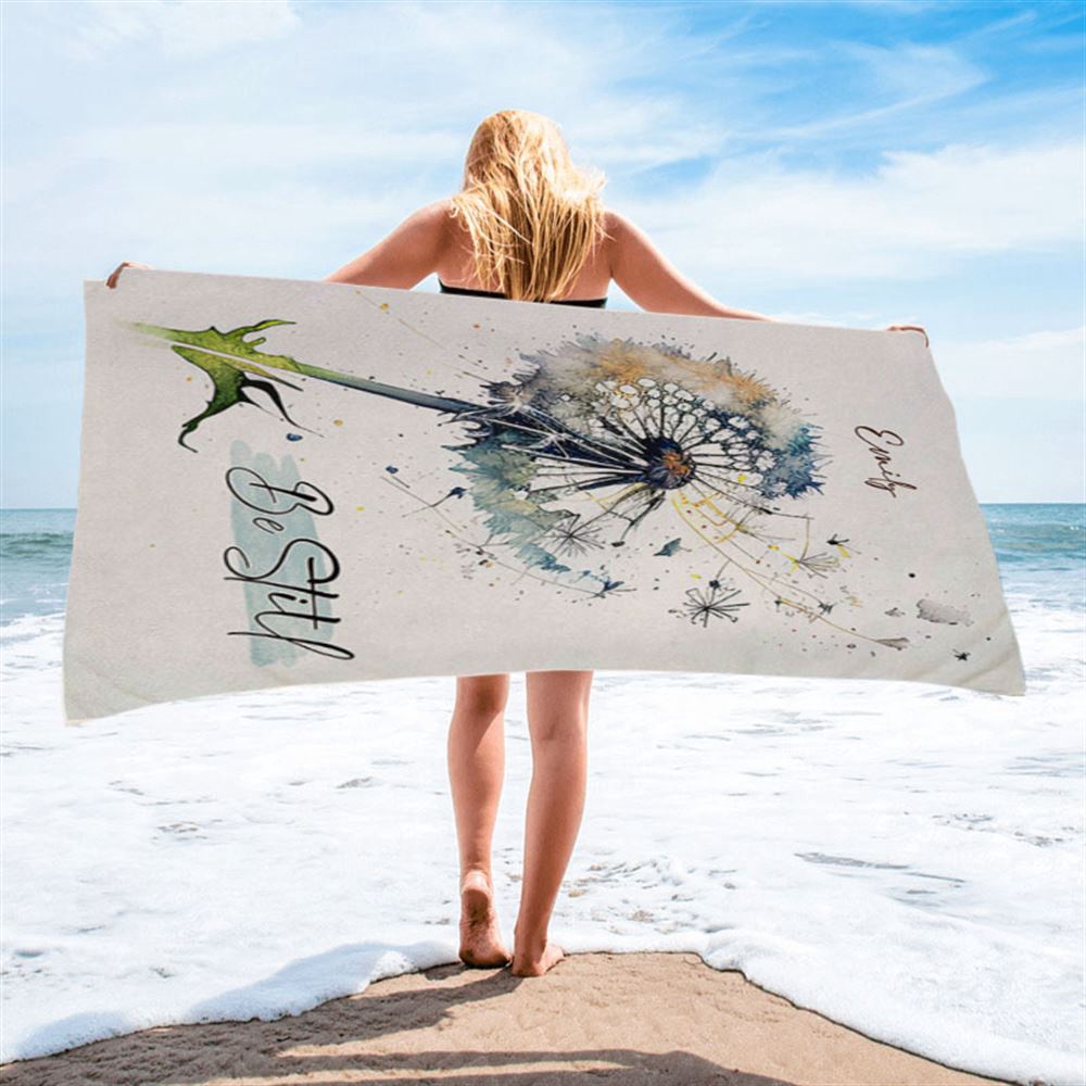 Dandelion Be Still Personalized Beach Towel, Christian Beach Towel, Summer Towels Dandelion Be Still Personalized Beach Towel, Christian Beach Towel, Summer Towels