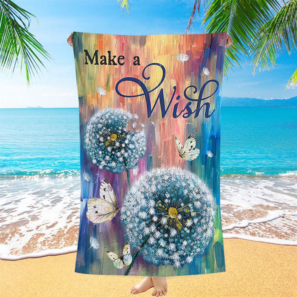 Dandelion Make A Wish Beach Towel, Christian Beach Towel, Summer Towels Dandelion Make A Wish Beach Towel, Christian Beach Towel, Summer Towels