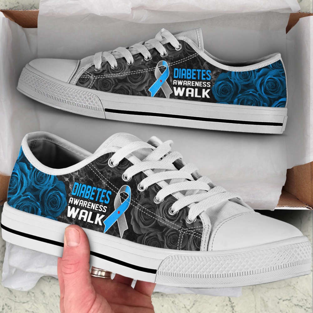 Diabetes Awareness Shoes Walk Low Top Shoes Canvas Shoes, Low Top Designer Shoes, Low Top Sneakers
