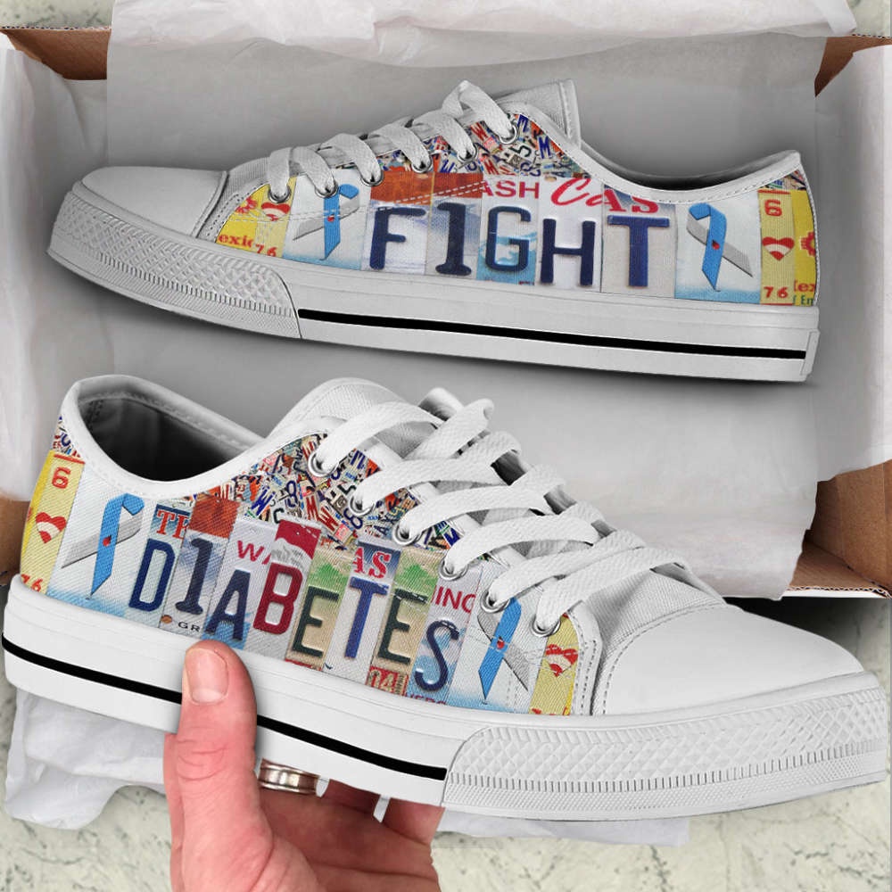 Diabetes Fight Shoes License Plates Low Top Shoes Canvas Shoes, Low Top Designer Shoes, Low Top Sneakers