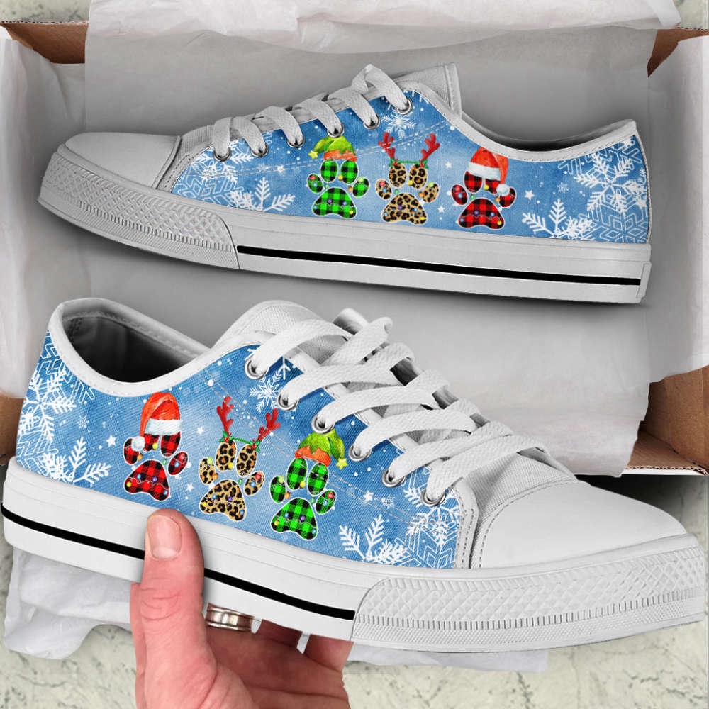 Dog Christmas Snow Paw Watercolor Low Top Shoes Canvas Sneakers, Designer Low Top Shoes, Low Top Sneakers Dog Christmas Snow Paw Watercolor Low Top Shoes Canvas Sneakers, Designer Low Top Shoes, Low Top Sneakers