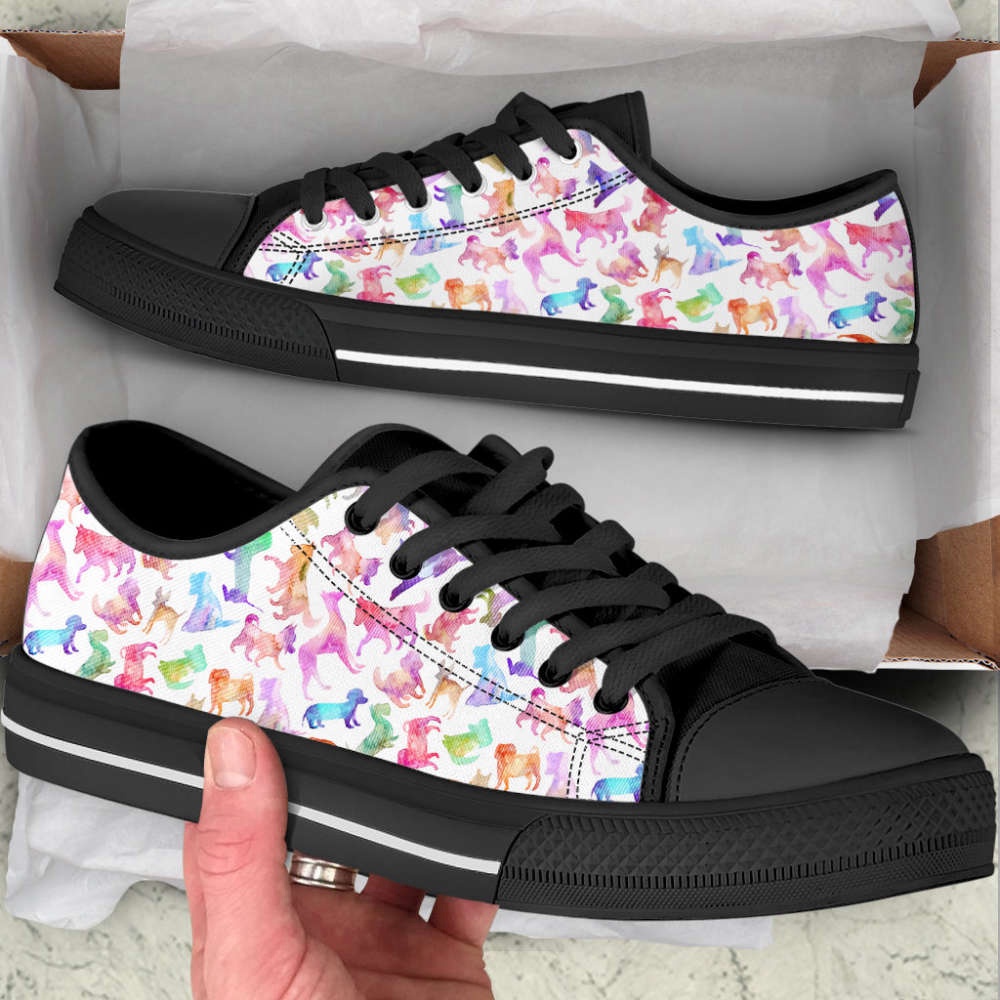 Dog Lover Watercolor Silhouette Low Top Shoes Canvas Sneakers, Designer Low Top Shoes, Low Top Sneakers