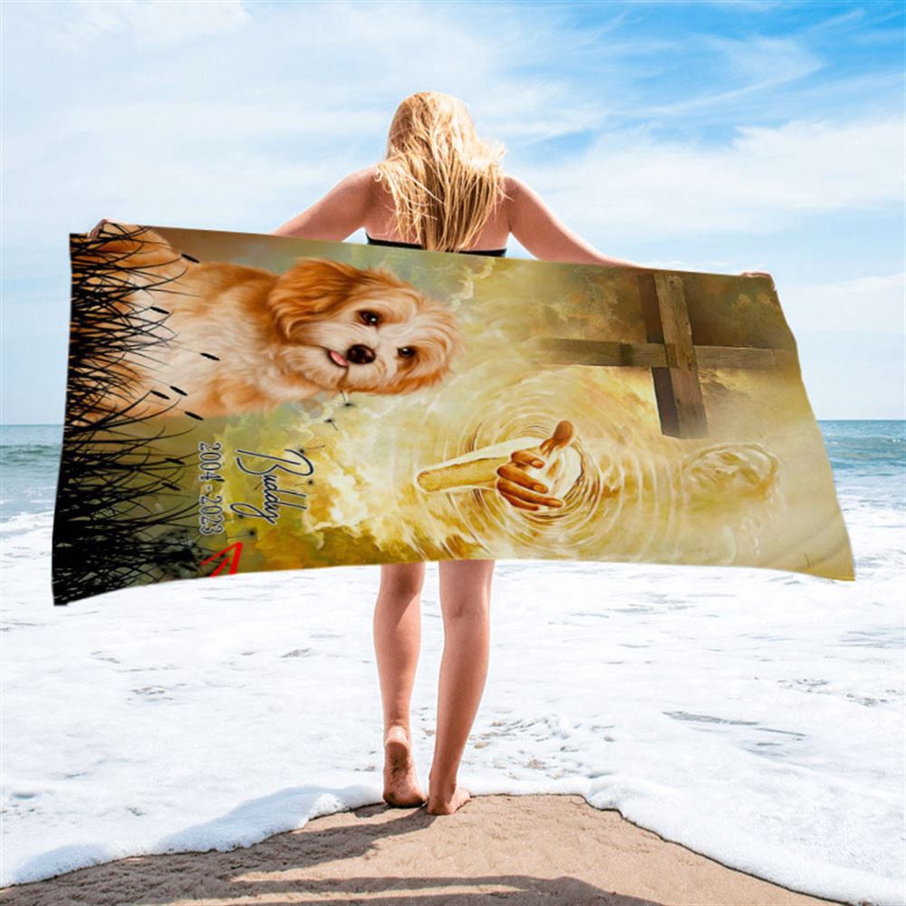 Dog Memorial Beach Towel, Take My Hand Jesus, Christian Beach Towel, Summer Towels Dog Memorial Beach Towel, Take My Hand Jesus, Christian Beach Towel, Summer Towels