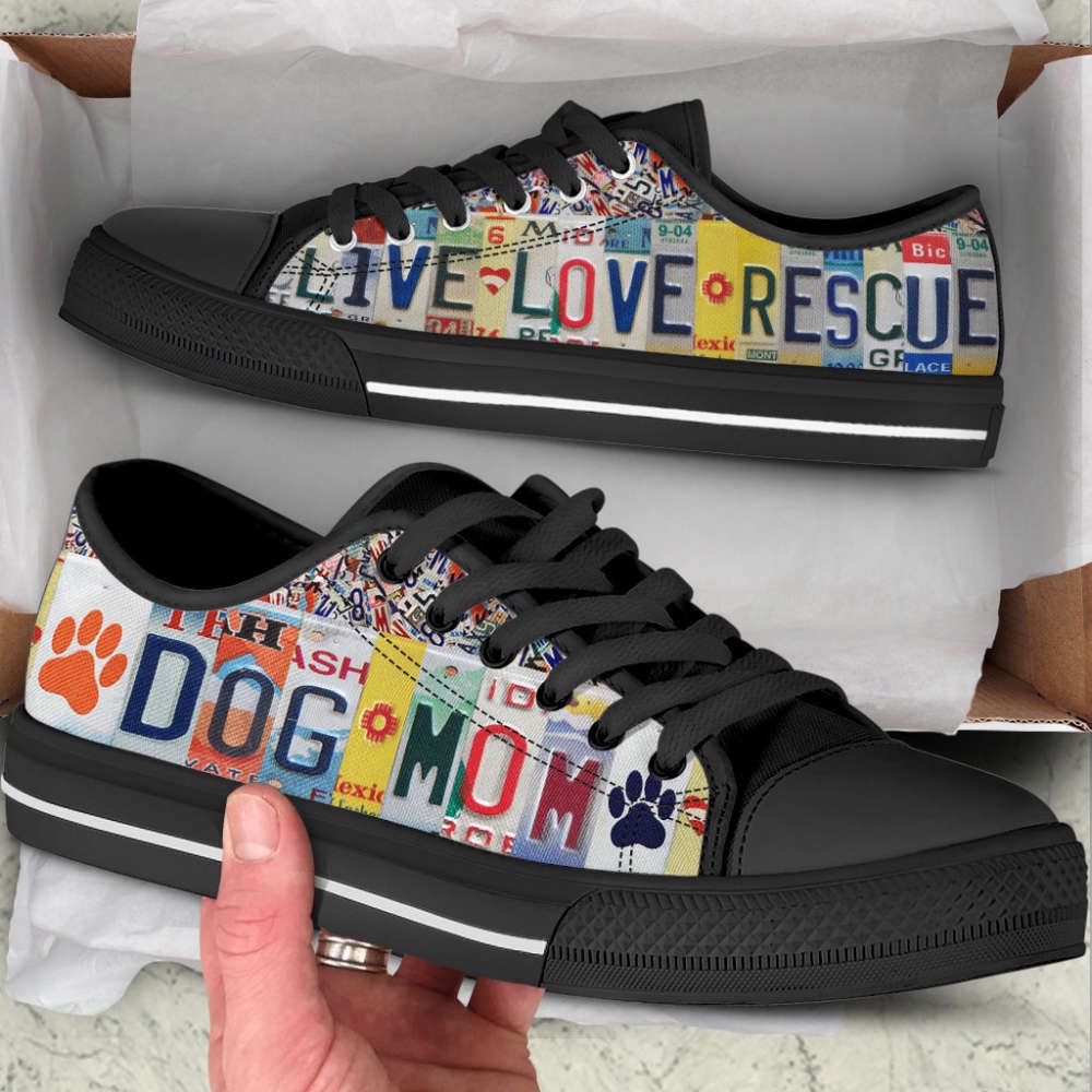 Dog Mom Live Love Rescure License Plates Low Top Shoes Canvas Sneakers, Designer Low Top Shoes, Low Top Sneakers Dog Mom Live Love Rescure License Plates Low Top Shoes Canvas Sneakers, Designer Low Top Shoes, Low Top Sneakers