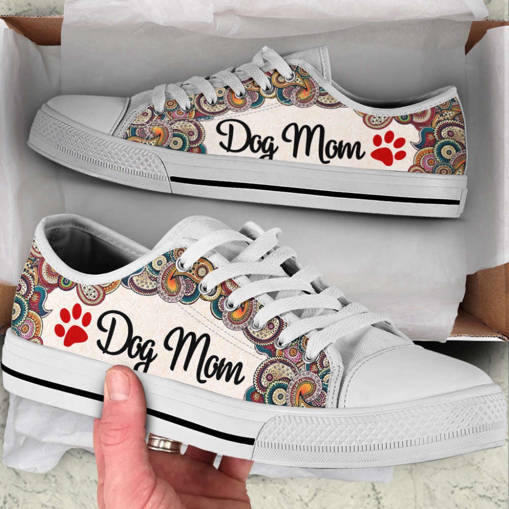 Dog Mom Paisley Low Top Shoes Canvas Sneakers Casual Shoes, Dog Mom Gift, Designer Low Top Shoes, Low Top Sneakers