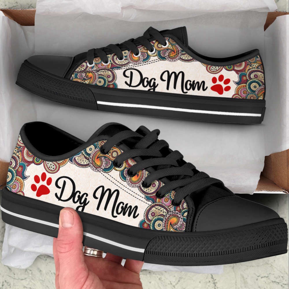 Dog Mom Paisley Low Top Shoes Canvas Sneakers Casual Shoes, Dog Mom Gift, Designer Low Top Shoes, Low Top Sneakers