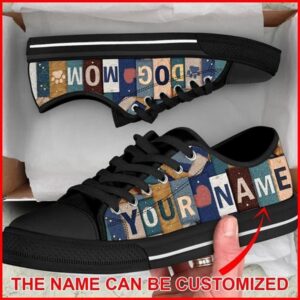 Dog Mom Purse Jeans Personalized Canvas Low Top Shoes, Designer Low Top Shoes, Low Top Sneakers