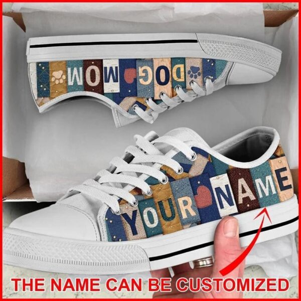 Dog Mom Purse Jeans Personalized Canvas Low Top Shoes, Designer Low Top Shoes, Low Top Sneakers
