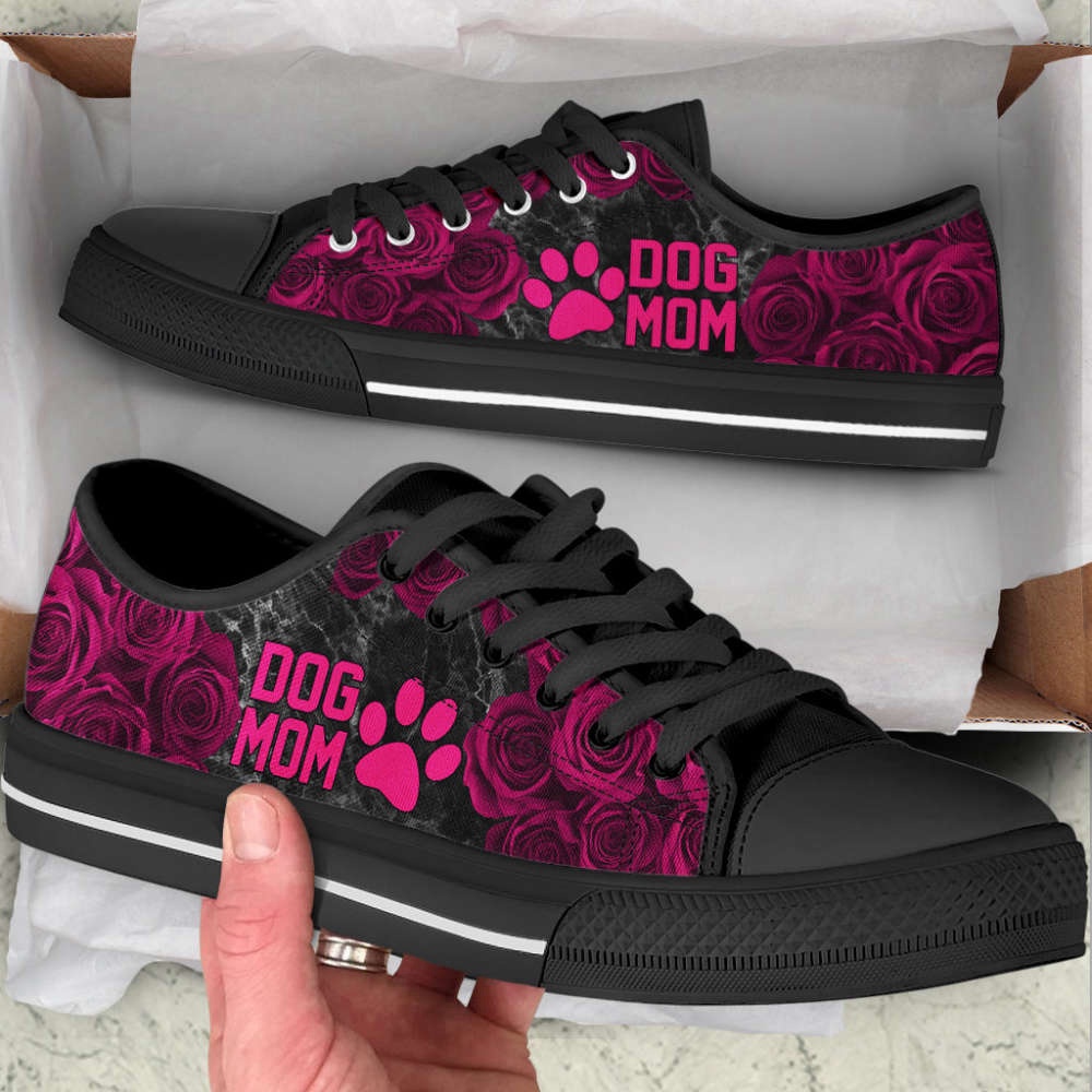 Dog Mom Rose And Paw Low Top Shoes Canvas Sneakers Casual Shoes, Designer Low Top Shoes, Low Top Sneakers Dog Mom Rose And Paw Low Top Shoes Canvas Sneakers Casual Shoes, Designer Low Top Shoes, Low Top Sneakers