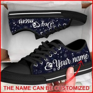 Dog Mom Space Galaxy Pattern Personalized Canvas Low Top Shoes, Designer Low Top Shoes, Low Top Sneakers