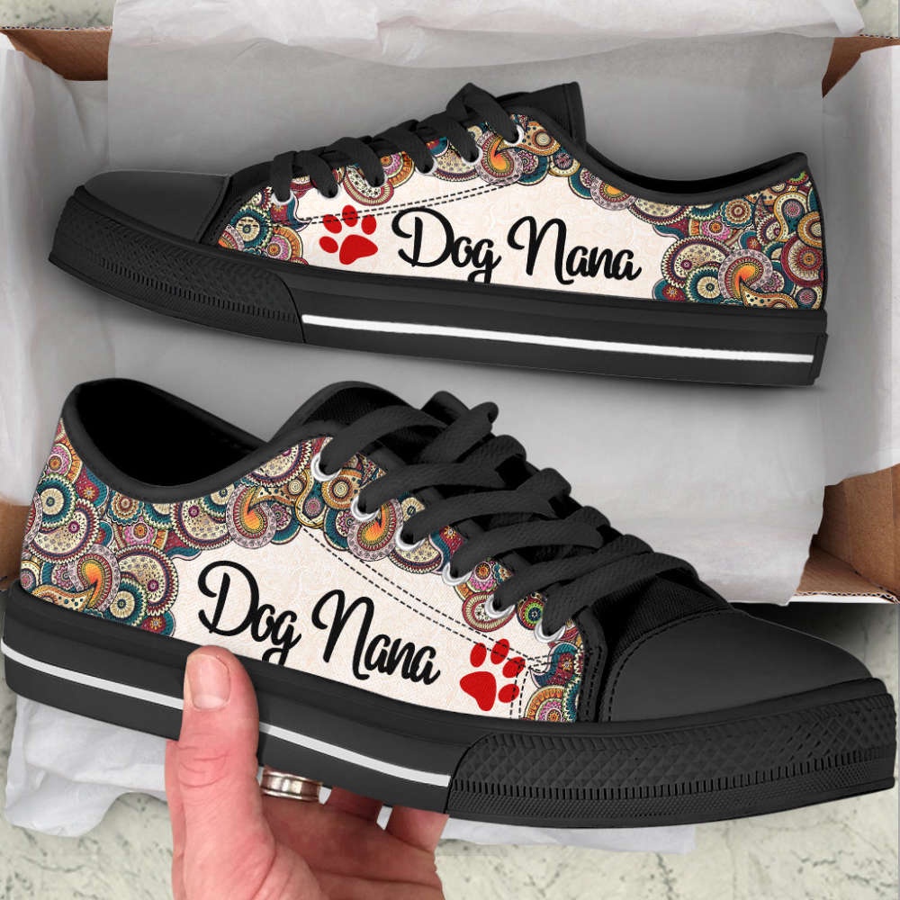 Dog Nana Low Top Shoes Paisley Canvas Shoes, Designer Low Top Shoes, Low Top Sneakers