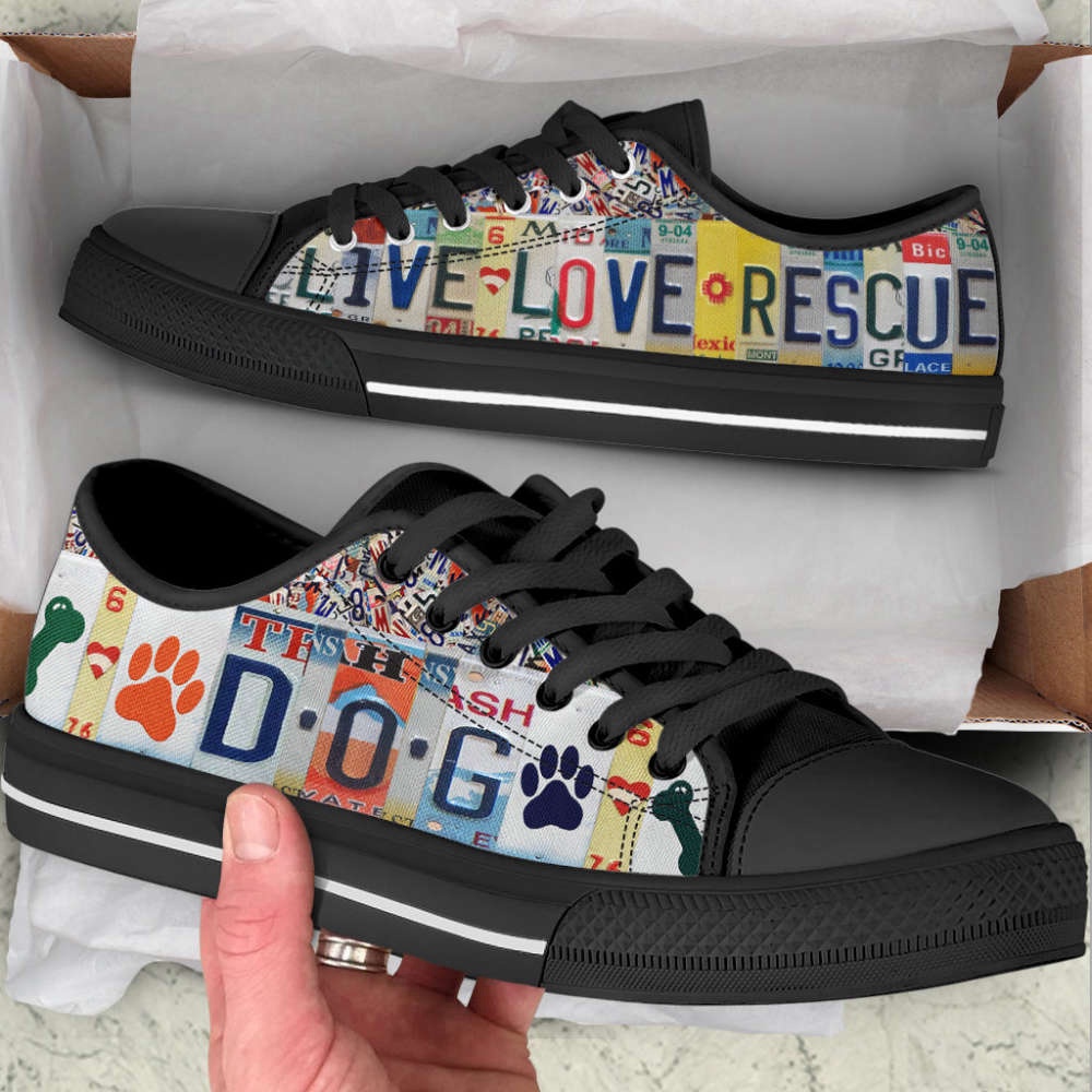 Dog Paw Print Live Love Rescue License Plates Low Top Shoes Canvas Sneakers, Designer Low Top Shoes, Low Top Sneakers Dog Paw Print Live Love Rescue License Plates Low Top Shoes Canvas Sneakers, Designer Low Top Shoes, Low Top Sneakers