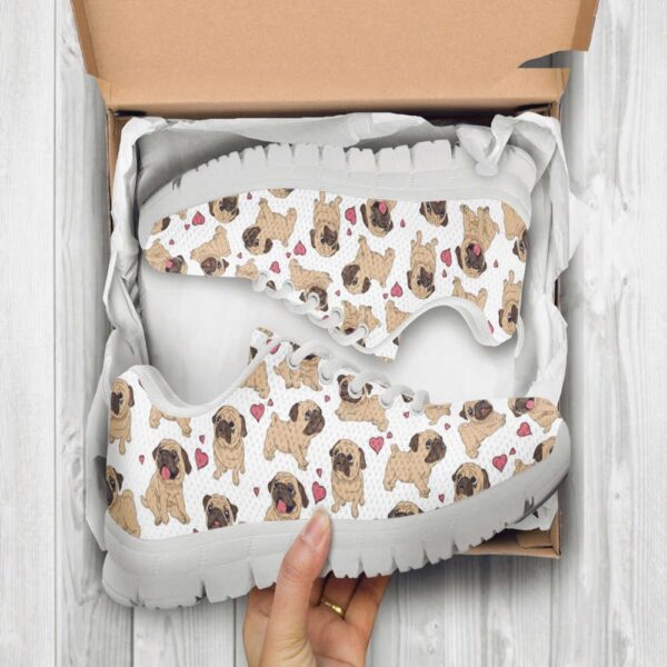 Dog Pug Shoes Custom Name Shoes Dog Pattern Running Sneakers, Designer Sneakers, Sneaker Shoes
