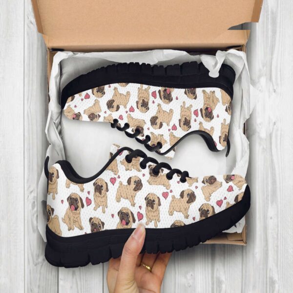 Dog Pug Shoes Custom Name Shoes Dog Pattern Running Sneakers, Designer Sneakers, Sneaker Shoes