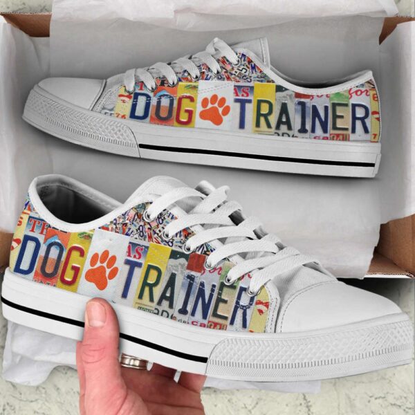 Dog Trainer License Plates Low Top Shoes Canvas Sneakers Casual Shoes, Designer Low Top Shoes, Low Top Sneakers