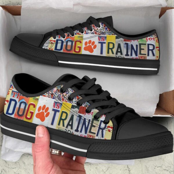 Dog Trainer License Plates Low Top Shoes Canvas Sneakers, Designer Low Top Shoes, Low Top Sneakers