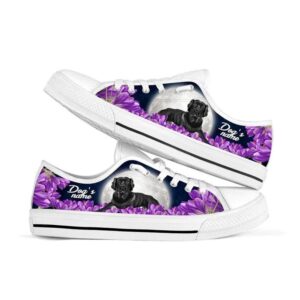 Dog’s name Black Lab Purple Flower Personalized Canvas Low Top Shoes, Designer Low Top Shoes, Low Top Sneakers
