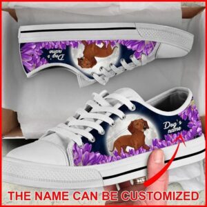 Dog s name Dachshund Purple Flower Personalized Canvas Low Top Shoes Designer Low Top Shoes Low Top Sneakers 2 at0g40.jpg