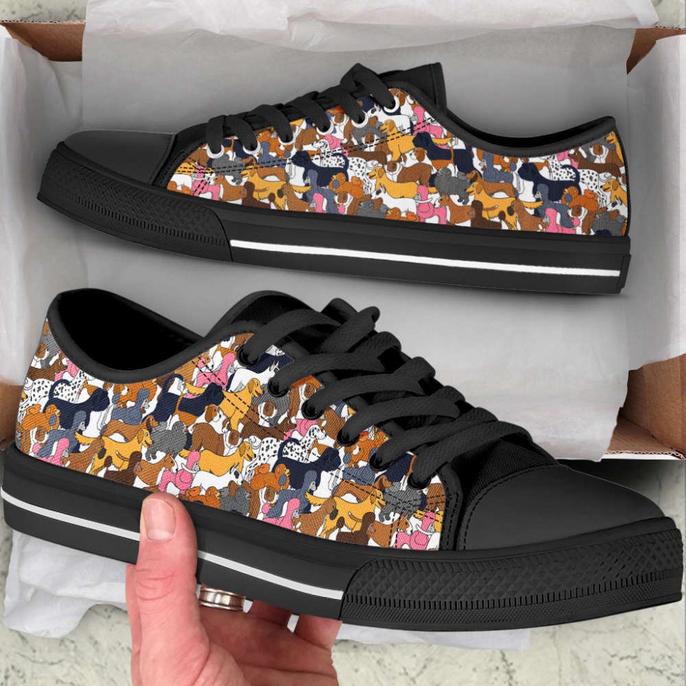 Dogs Lover Pattern Low Top Shoes Canvas Sneakers Casual Shoes, Designer Low Top Shoes, Low Top Sneakers