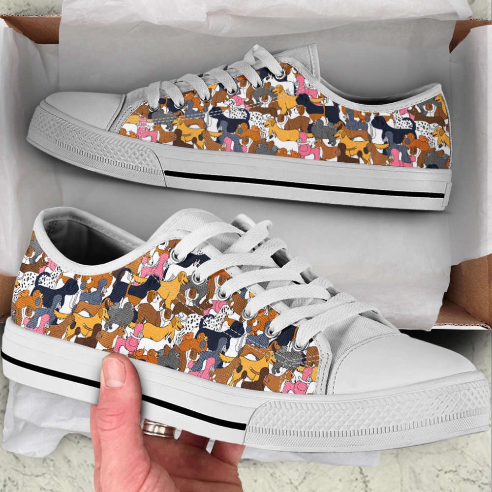 Dogs Lover Pattern Low Top Shoes Canvas Sneakers Casual Shoes, Designer Low Top Shoes, Low Top Sneakers